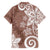 Polynesia Family Matching Off Shoulder Maxi Dress and Hawaiian Shirt Brown Tribal Turtle Floral Pattern