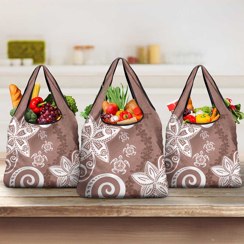 Polynesia Grocery Bag Brown Tribal Turtle Floral Pattern LT05 3-pack One Size Brown - Polynesian Pride