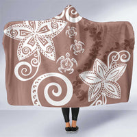 Polynesia Hooded Blanket Brown Tribal Turtle Floral Pattern LT05 One Size Brown - Polynesian Pride