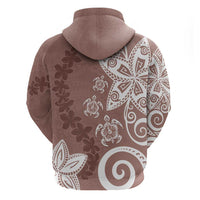 Polynesia Hoodie Brown Tribal Turtle Floral Pattern LT05 - Polynesian Pride