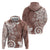 Polynesia Hoodie Brown Tribal Turtle Floral Pattern