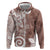 Polynesia Hoodie Brown Tribal Turtle Floral Pattern