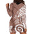 Polynesia Hoodie Dress Brown Tribal Turtle Floral Pattern