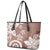 Polynesia Leather Tote Bag Brown Tribal Turtle Floral Pattern