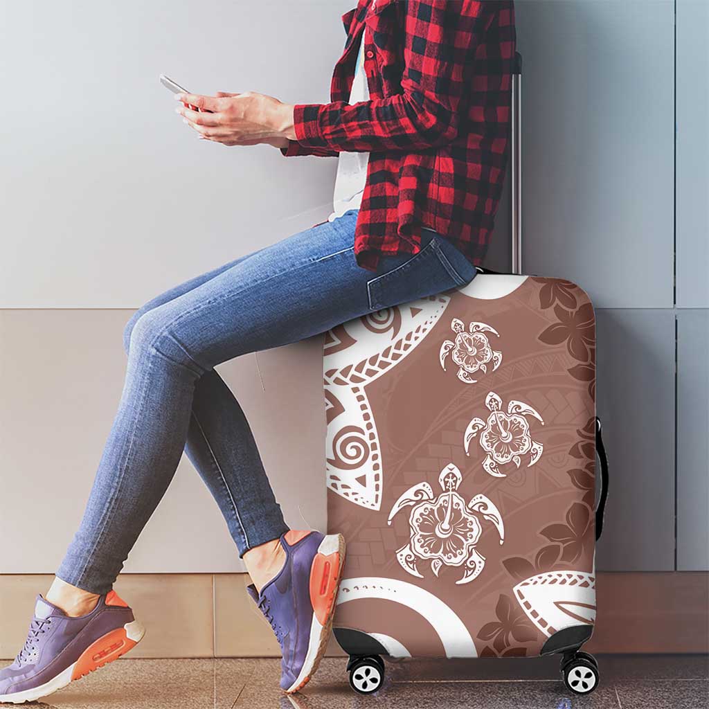 Polynesia Luggage Cover Brown Tribal Turtle Floral Pattern LT05 - Polynesian Pride
