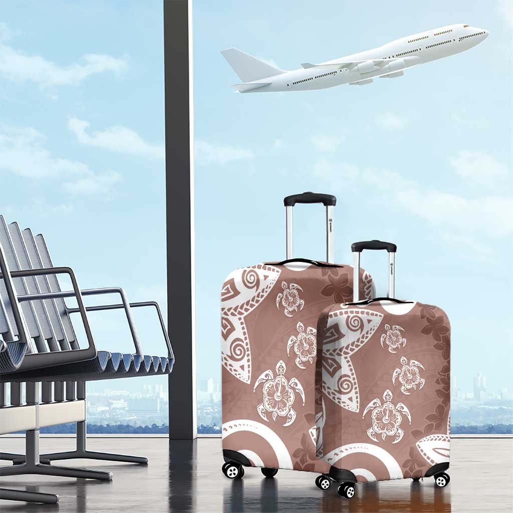 Polynesia Luggage Cover Brown Tribal Turtle Floral Pattern LT05 - Polynesian Pride