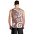 Polynesia Men Tank Top Brown Tribal Turtle Floral Pattern