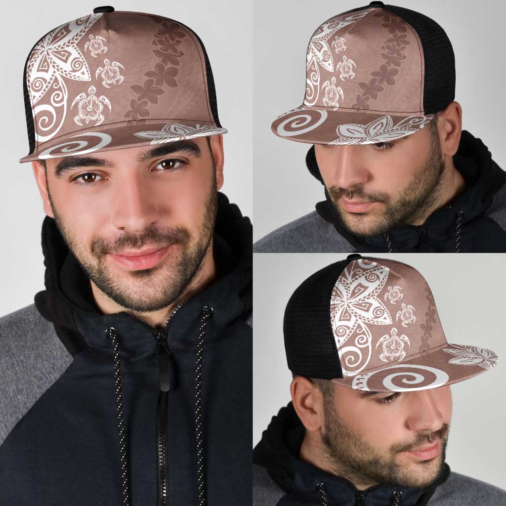 Polynesia Mesh Trucker Cap Brown Tribal Turtle Floral Pattern LT05 - Polynesian Pride