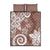 Polynesia Quilt Bed Set Brown Tribal Turtle Floral Pattern