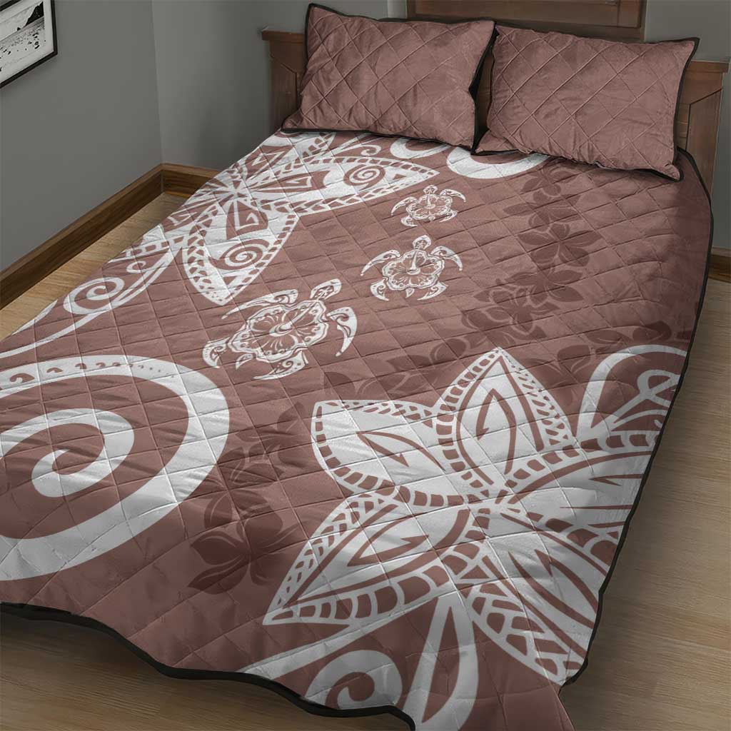 Polynesia Quilt Bed Set Brown Tribal Turtle Floral Pattern LT05 - Polynesian Pride