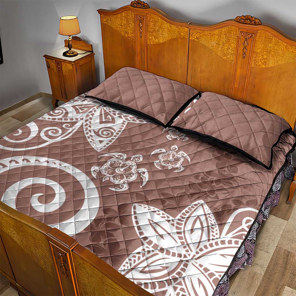 Polynesia Quilt Bed Set Brown Tribal Turtle Floral Pattern LT05 - Polynesian Pride