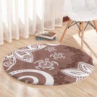 Polynesia Round Carpet Brown Tribal Turtle Floral Pattern LT05 - Polynesian Pride