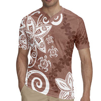 Polynesia Rugby Jersey Brown Tribal Turtle Floral Pattern LT05 - Polynesian Pride