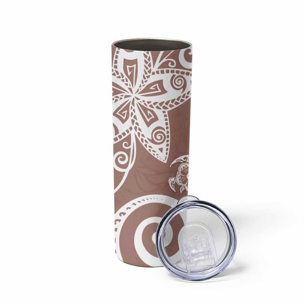 Polynesia Skinny Tumbler Brown Tribal Turtle Floral Pattern LT05 - Polynesian Pride