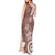 Polynesia Tank Maxi Dress Brown Tribal Turtle Floral Pattern