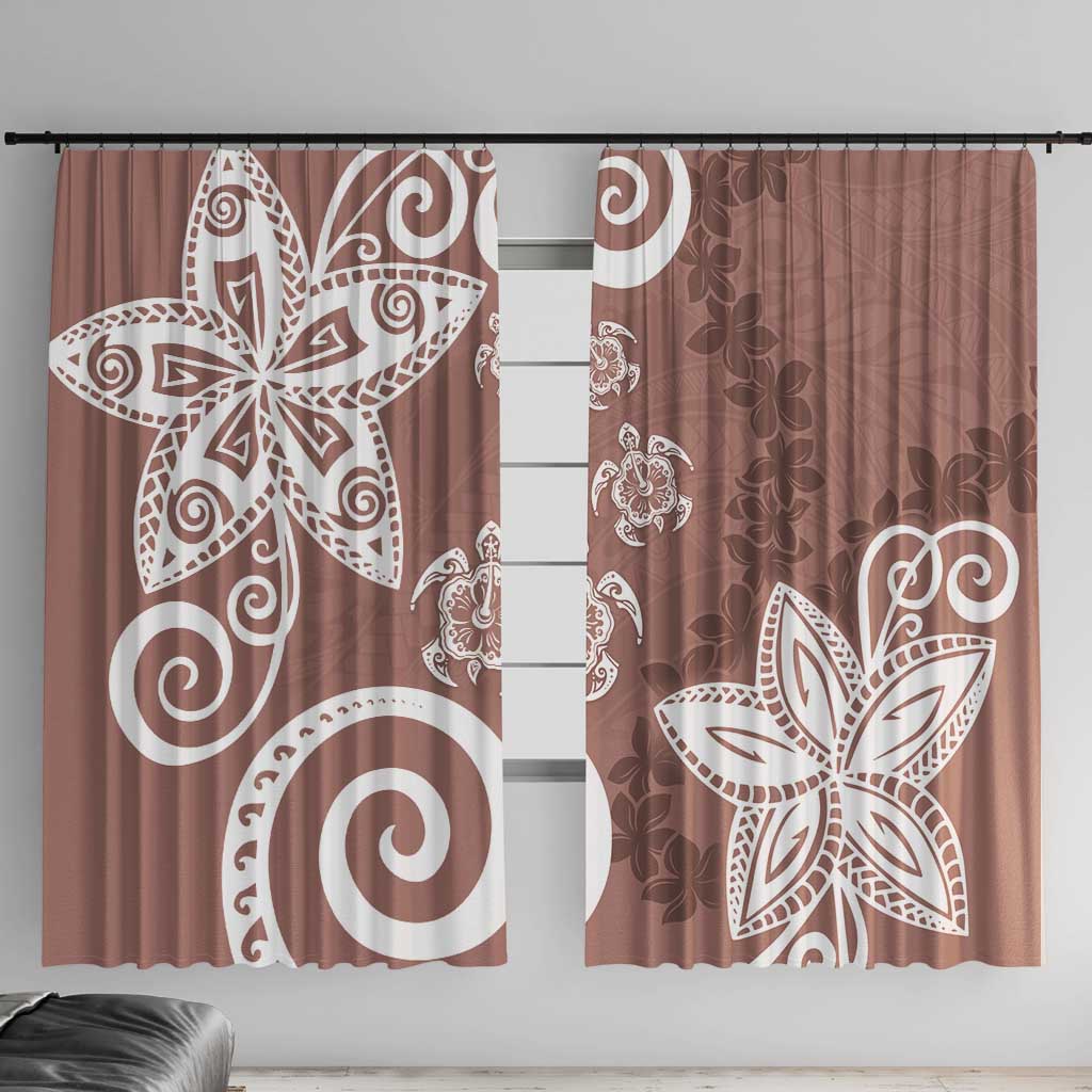 Polynesia Window Curtain Brown Tribal Turtle Floral Pattern LT05 With Hooks Brown - Polynesian Pride