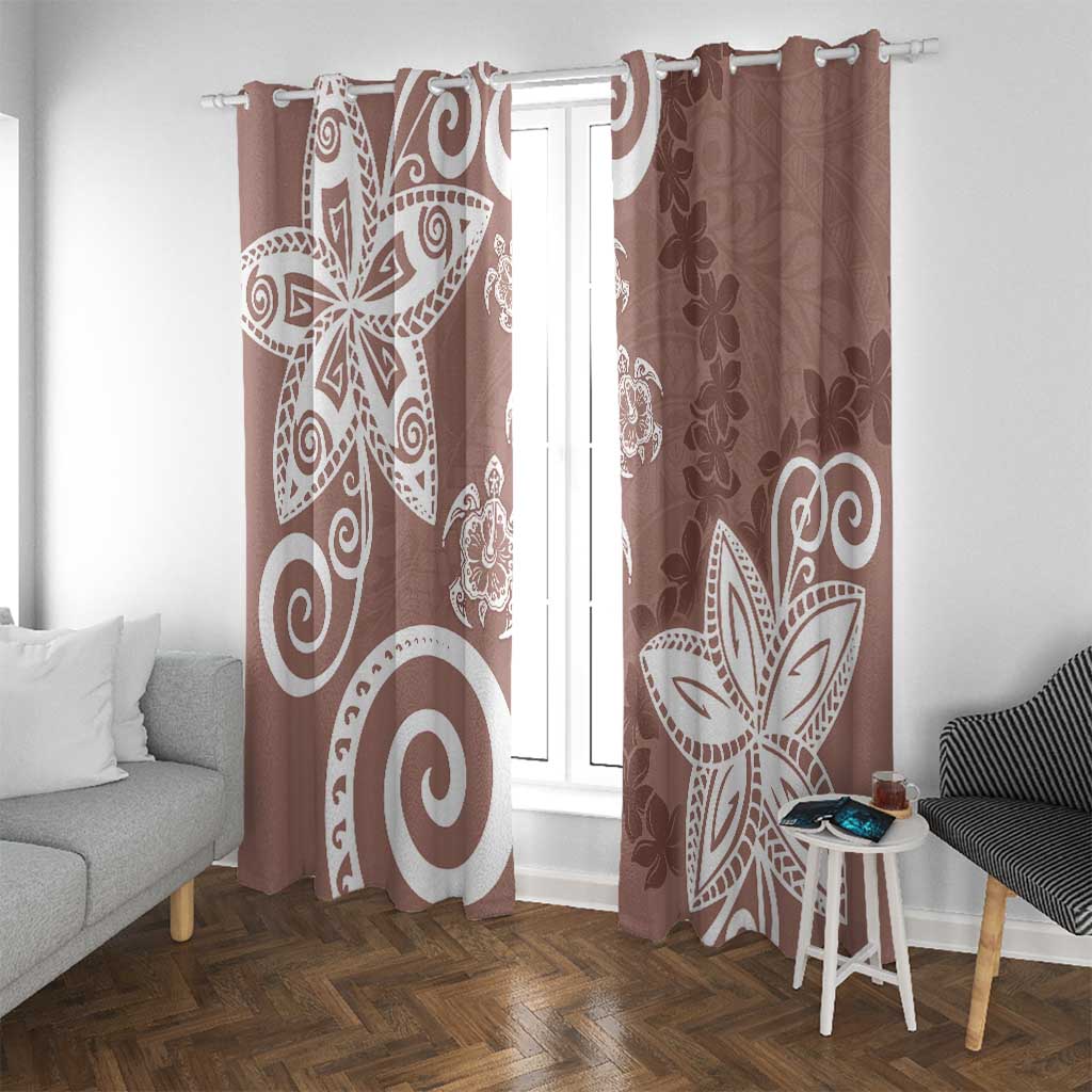 Polynesia Window Curtain Brown Tribal Turtle Floral Pattern LT05 With Grommets Brown - Polynesian Pride