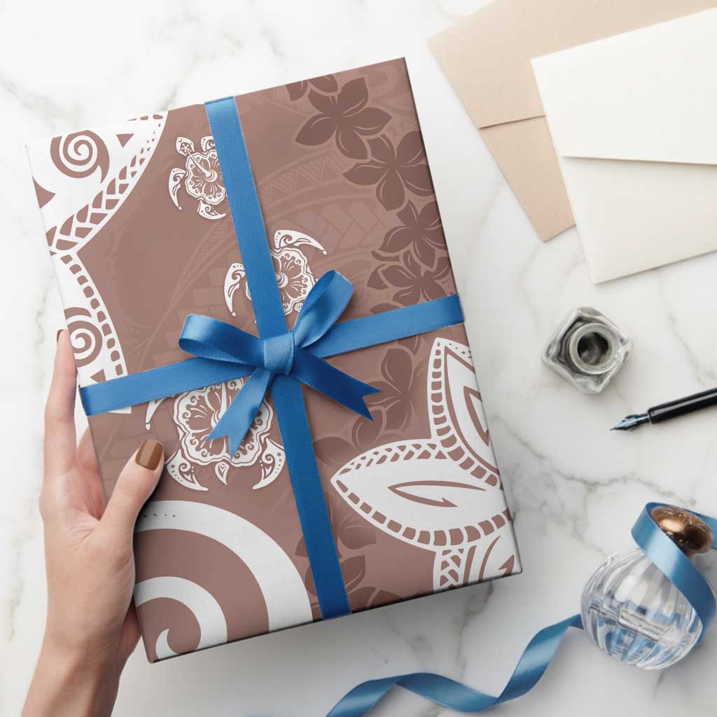 Polynesia Wrapping Paper Brown Tribal Turtle Floral Pattern LT05 - Polynesian Pride