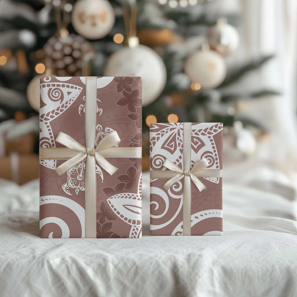 Polynesia Wrapping Paper Brown Tribal Turtle Floral Pattern LT05 - Polynesian Pride