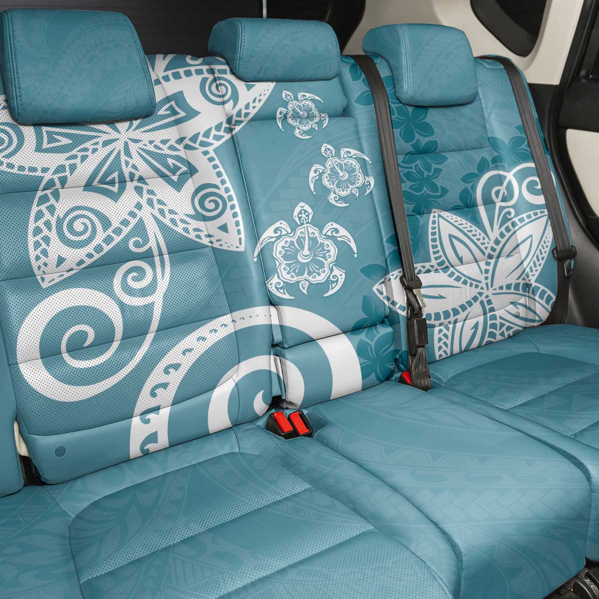 Polynesia Back Car Seat Cover Hippie Blue Tribal Turtle Floral Pattern LT05 - Polynesian Pride