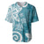 Polynesia Baseball Jersey Hippie Blue Tribal Turtle Floral Pattern