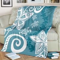 Polynesia Blanket Hippie Blue Tribal Turtle Floral Pattern LT05 - Polynesian Pride