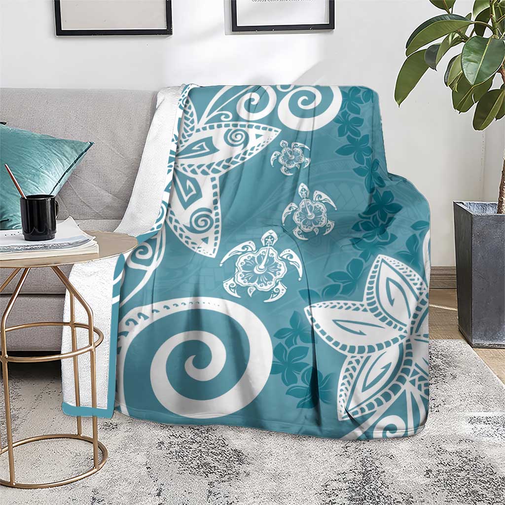 Polynesia Blanket Hippie Blue Tribal Turtle Floral Pattern LT05 - Polynesian Pride