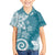 Polynesia Family Matching Puletasi and Hawaiian Shirt Hippie Blue Tribal Turtle Floral Pattern