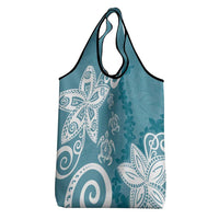 Polynesia Grocery Bag Hippie Blue Tribal Turtle Floral Pattern LT05 - Polynesian Pride