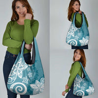 Polynesia Grocery Bag Hippie Blue Tribal Turtle Floral Pattern LT05 - Polynesian Pride
