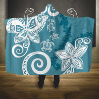 Polynesia Hooded Blanket Hippie Blue Tribal Turtle Floral Pattern LT05 - Polynesian Pride
