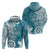 Polynesia Hoodie Hippie Blue Tribal Turtle Floral Pattern