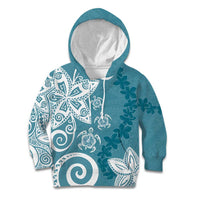 Polynesia Kid Hoodie Hippie Blue Tribal Turtle Floral Pattern LT05 Hoodie Blue - Polynesian Pride