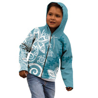 Polynesia Kid Hoodie Hippie Blue Tribal Turtle Floral Pattern LT05 - Polynesian Pride