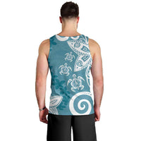 Polynesia Men Tank Top Hippie Blue Tribal Turtle Floral Pattern LT05 - Polynesian Pride