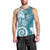 Polynesia Men Tank Top Hippie Blue Tribal Turtle Floral Pattern