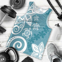 Polynesia Men Tank Top Hippie Blue Tribal Turtle Floral Pattern LT05 - Polynesian Pride