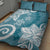 Polynesia Quilt Bed Set Hippie Blue Tribal Turtle Floral Pattern