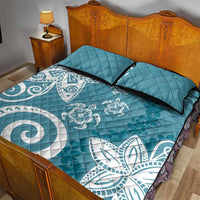 Polynesia Quilt Bed Set Hippie Blue Tribal Turtle Floral Pattern LT05 - Polynesian Pride