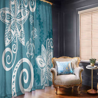 Polynesia Window Curtain Hippie Blue Tribal Turtle Floral Pattern LT05 - Polynesian Pride