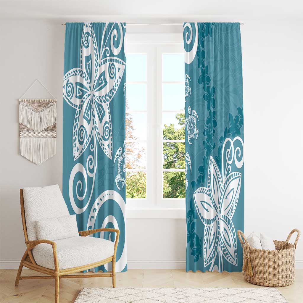 Polynesia Window Curtain Hippie Blue Tribal Turtle Floral Pattern LT05 - Polynesian Pride