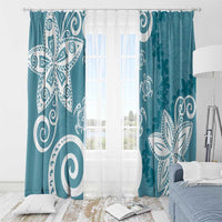 Polynesia Window Curtain Hippie Blue Tribal Turtle Floral Pattern LT05 - Polynesian Pride
