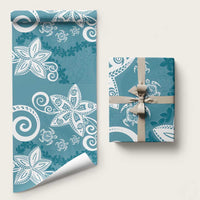 Polynesia Wrapping Paper Hippie Blue Tribal Turtle Floral Pattern LT05 58" × 23" Blue - Polynesian Pride