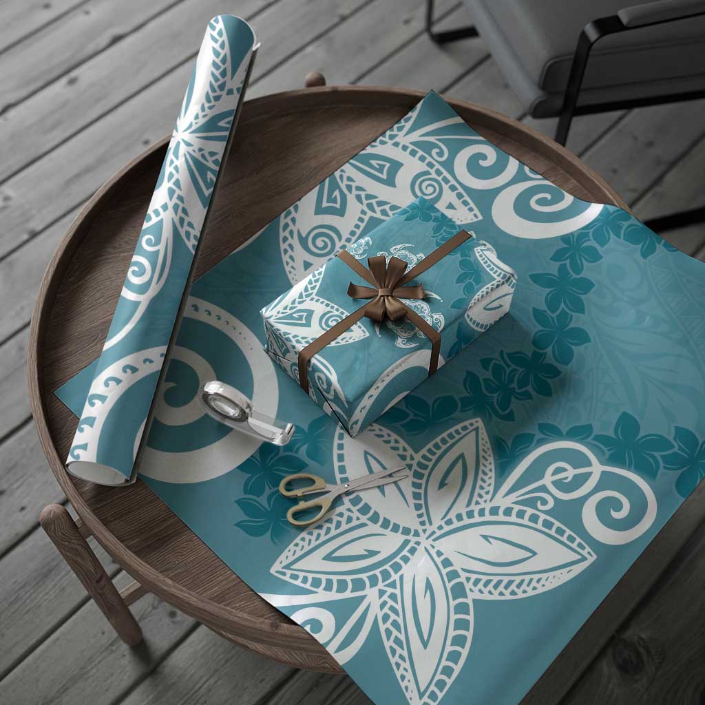 Polynesia Wrapping Paper Hippie Blue Tribal Turtle Floral Pattern LT05 - Polynesian Pride
