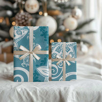 Polynesia Wrapping Paper Hippie Blue Tribal Turtle Floral Pattern LT05 - Polynesian Pride