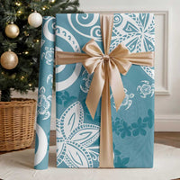 Polynesia Wrapping Paper Hippie Blue Tribal Turtle Floral Pattern LT05 - Polynesian Pride
