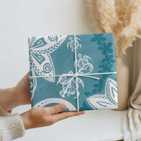 Polynesia Wrapping Paper Hippie Blue Tribal Turtle Floral Pattern LT05 - Polynesian Pride