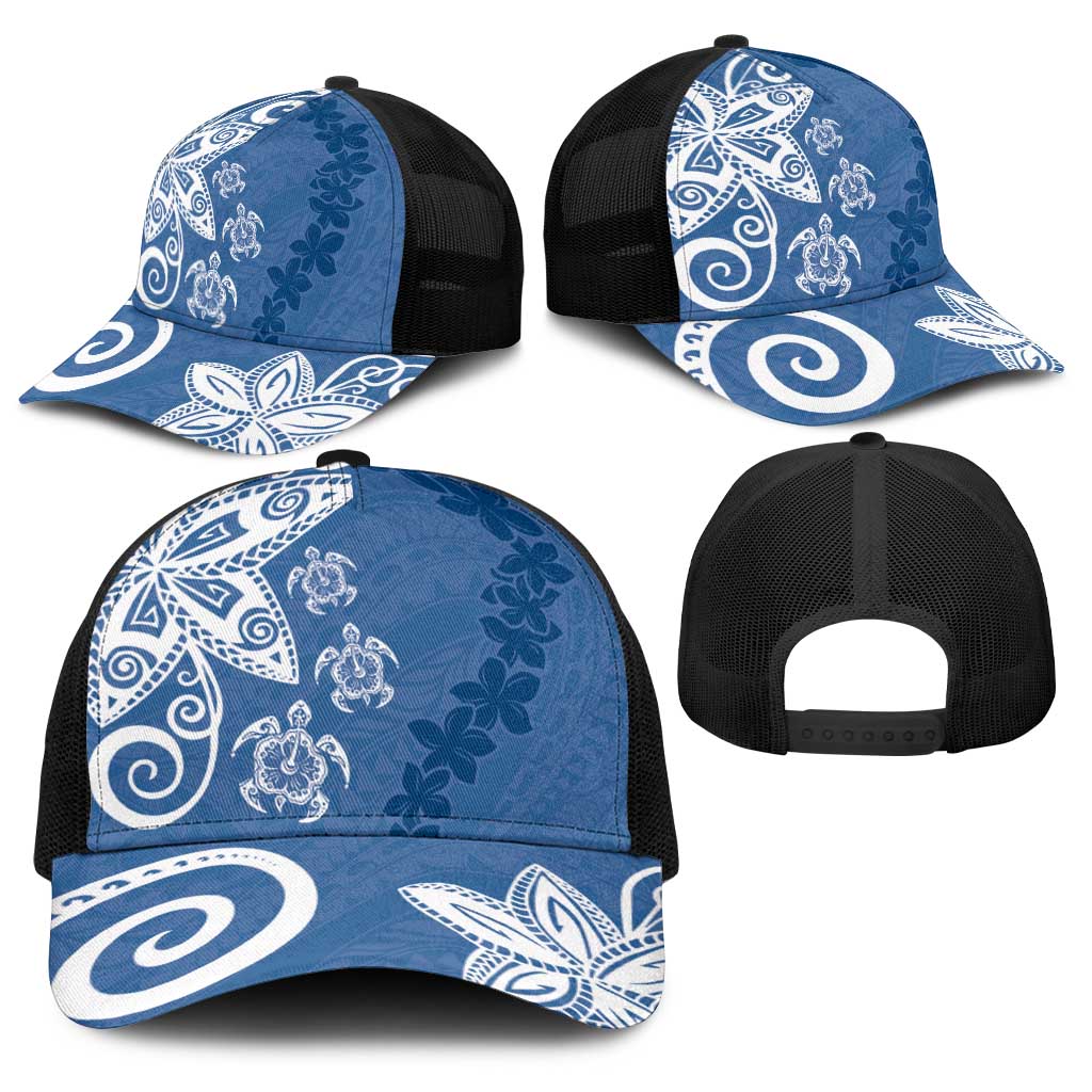 Polynesia Baseball Net Cap Blue Tribal Turtle Floral Pattern LT05 - Polynesian Pride