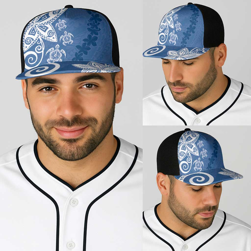 Polynesia Baseball Net Cap Blue Tribal Turtle Floral Pattern LT05 - Polynesian Pride