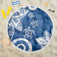 Polynesia Beach Blanket Blue Tribal Turtle Floral Pattern LT05 One Size 150cm Blue - Polynesian Pride